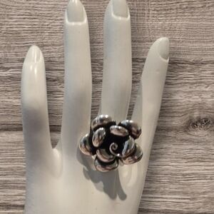 Flower Ring 925 Silver Statment adjustable sizes 9, 10, 11, 12
